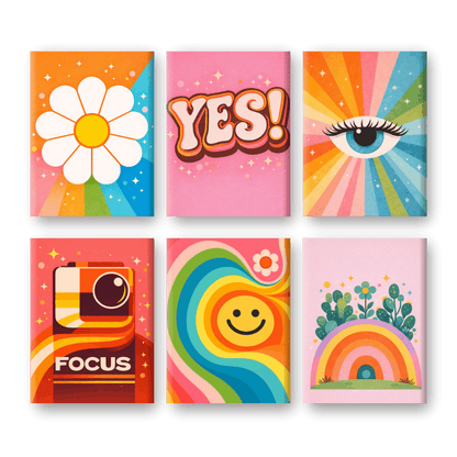 6 Mini Paintings | Retro Vreugde Set- Schilderen op nummers