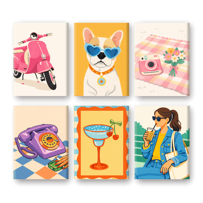 6 Mini Paintings | Retro Pop Set- Schilderen op nummers