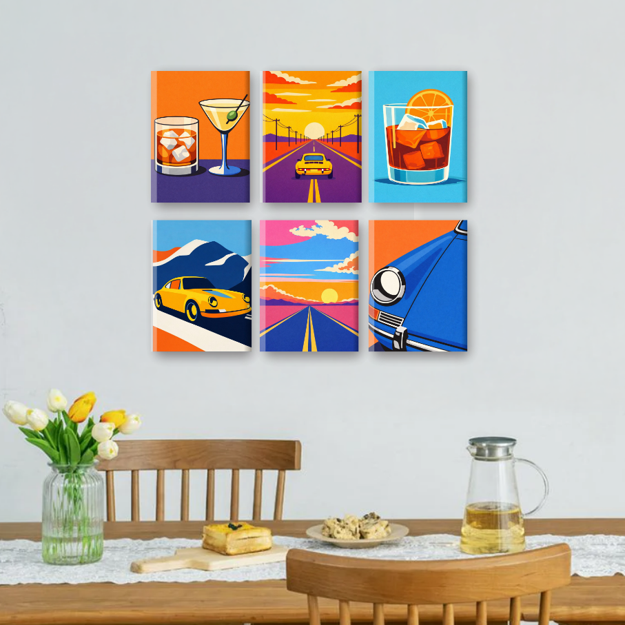 6 Mini Paintings | Roadtrips & Drankjes Set