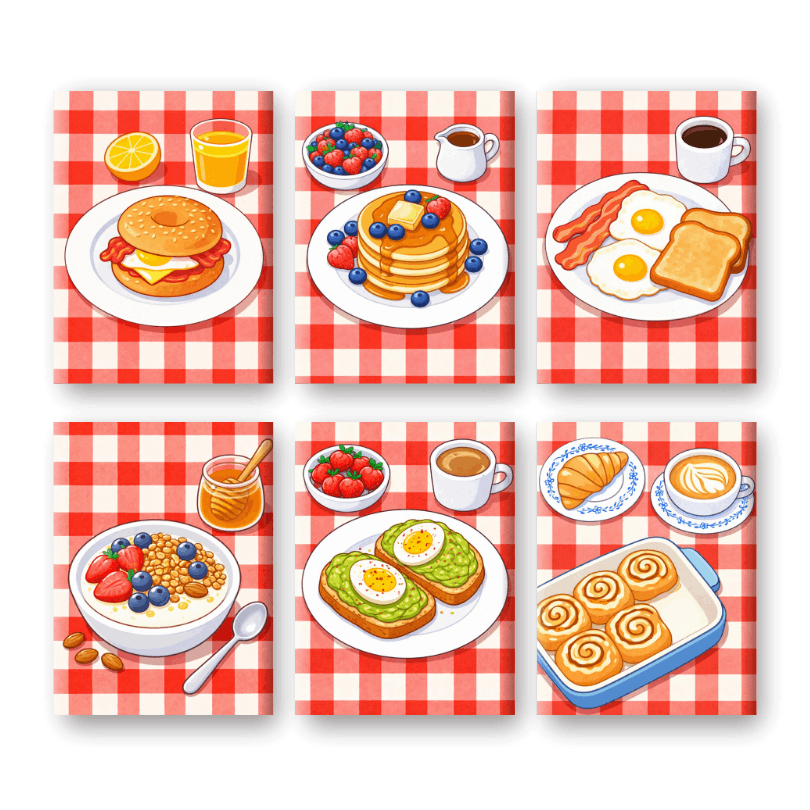 6 Mini Paintings | Hartig & Zoet Ontbijt Set- Schilderen op nummers