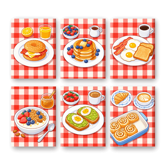 6 Mini Paintings | Hartig & Zoet Ontbijt Set- Schilderen op nummers