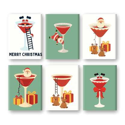 6 Mini Paintings | Kerstman & Cocktail Set