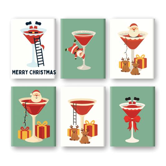 6 Mini Paintings | Kerstman & Cocktail Set