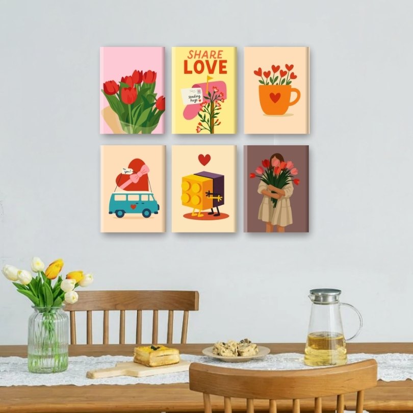 6 Mini Paintings | Liefde Delen Set