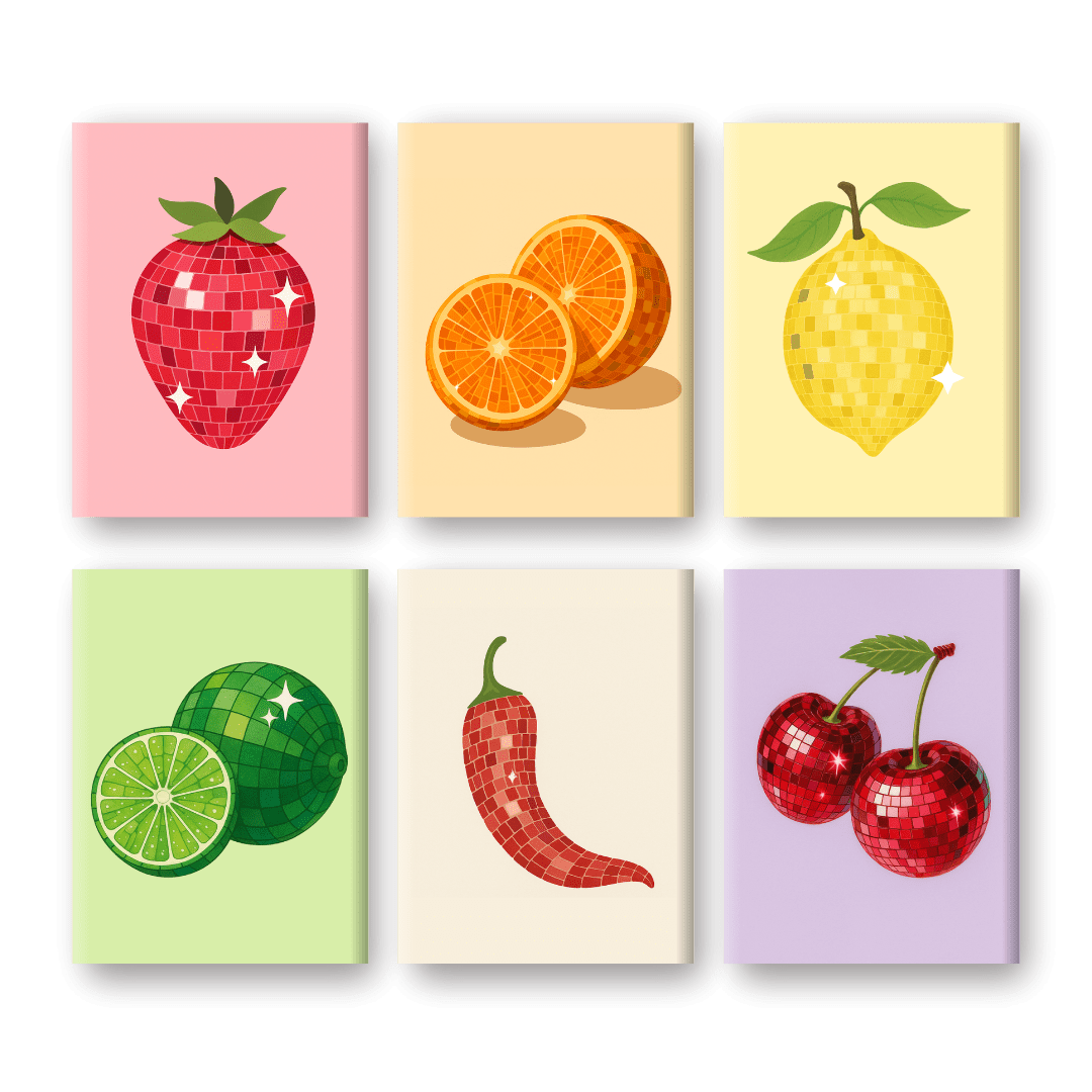6 Mini Paintings | Glanzend Fruit Set