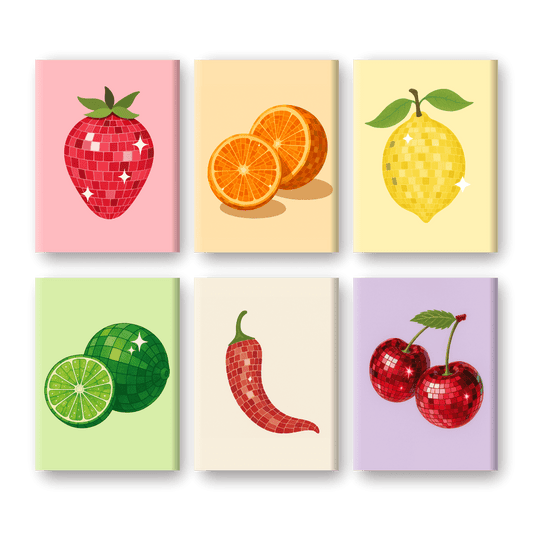 6 Mini Paintings | Glanzend Fruit Set