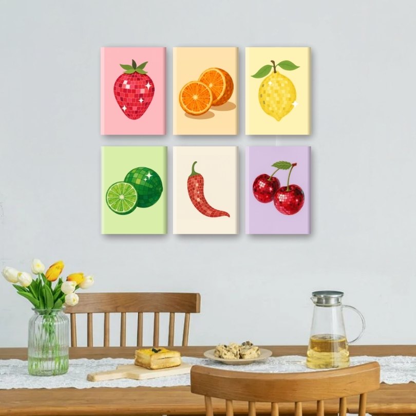 6 Mini Paintings | Glanzend Fruit Set