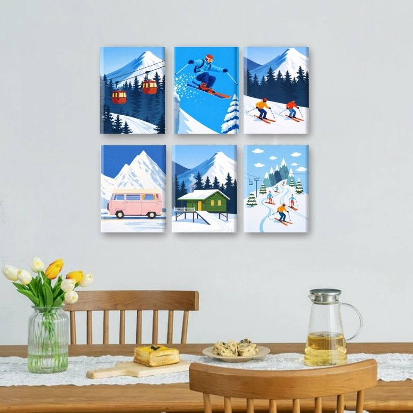 6 Mini Paintings | Ski Set