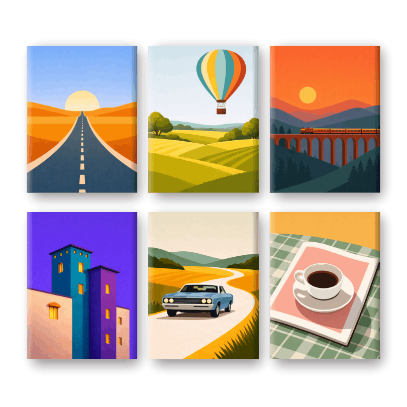 6 Mini Paintings | Zachte Horizonnen Set- Schilderen op nummers