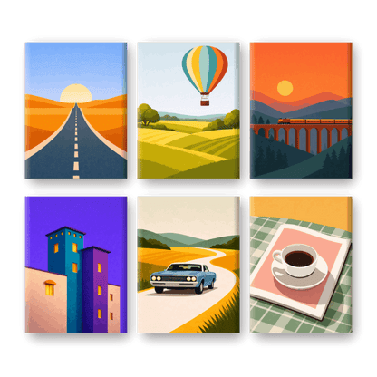 6 Mini Paintings | Zachte Horizonnen Set- Schilderen op nummers