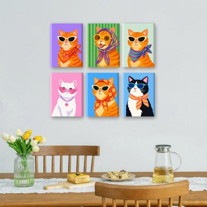 6 Mini Paintings | Stijlvolle Katten Set