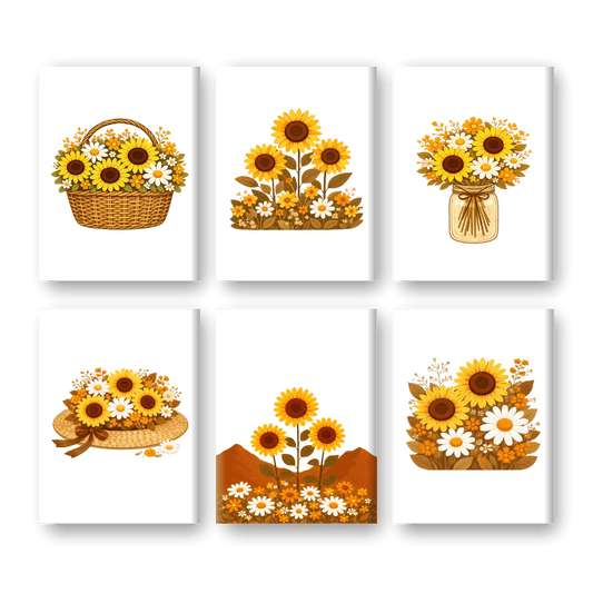 6 Mini Paintings | Zonnebloemen Set- Schilderen op nummers