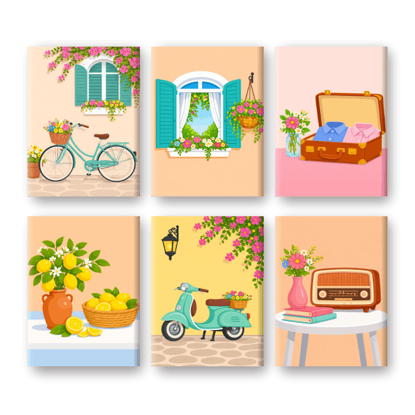 6 Mini Paintings | Zonnig Italië Set- Schilderen op nummers