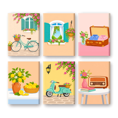 6 Mini Paintings | Zonnig Italië Set- Schilderen op nummers