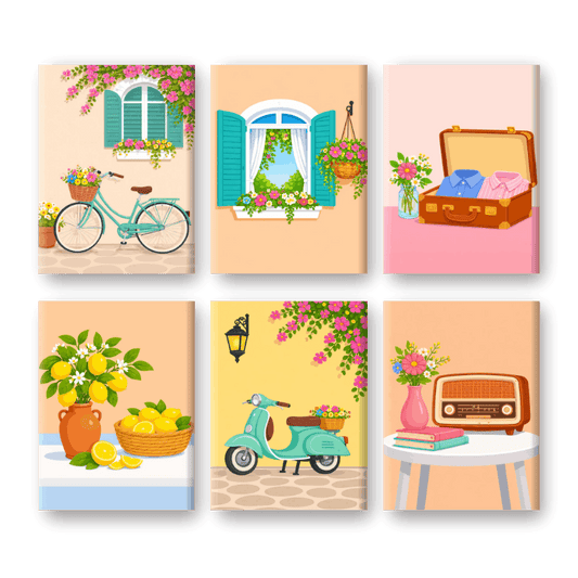 6 Mini Paintings | Zonnig Italië Set- Schilderen op nummers