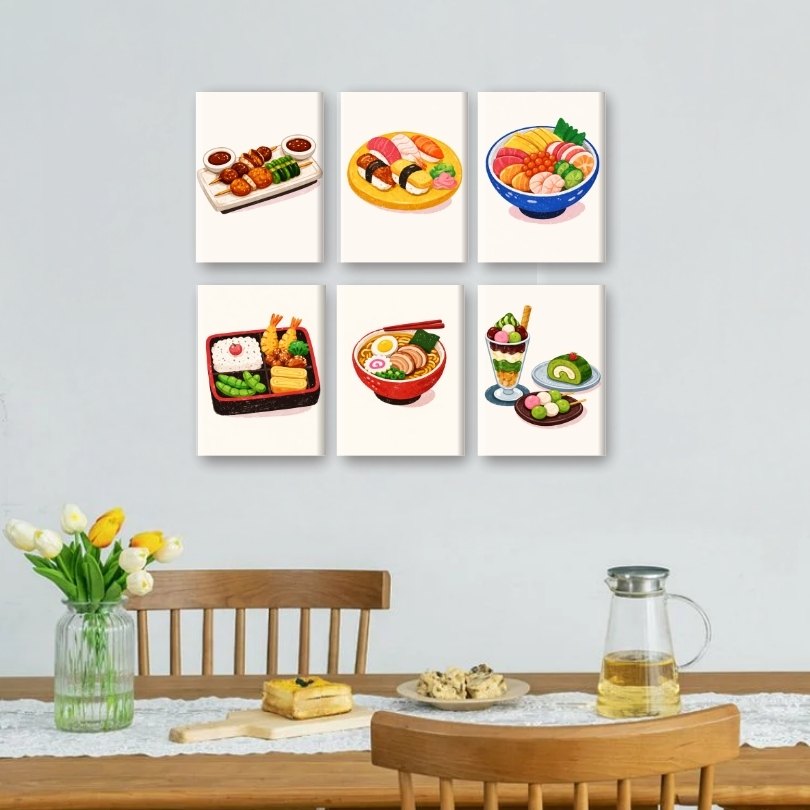 6 Mini Paintings | Sushi-diner Set