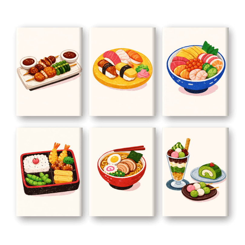 6 Mini Paintings | Sushi-diner Set- Schilderen op nummers