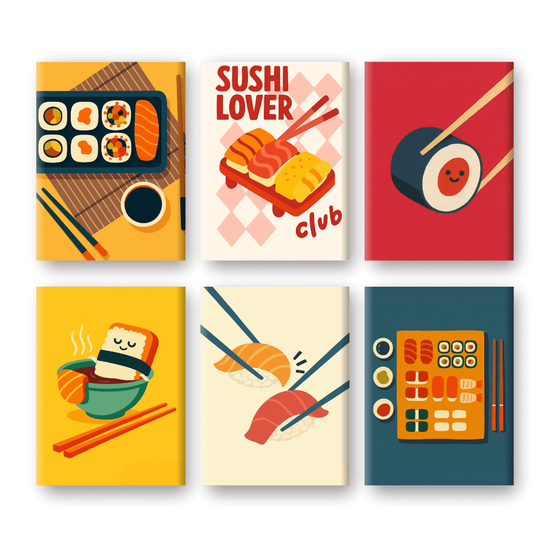 6 Mini Paintings | Sushi Set- Schilderen op nummers