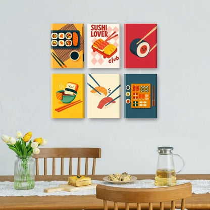 6 Mini Paintings | Sushi Set