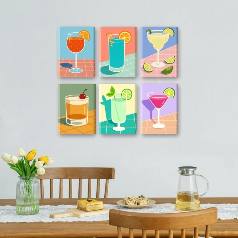 6 Mini Paintings | Tropische Cocktails Set