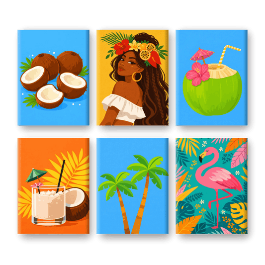 6 Mini Paintings | Tropische Strandset- Schilderen op nummers
