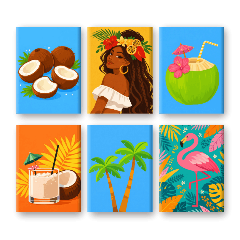 6 Mini Paintings | Tropisch Paradijs Set- Schilderen op nummers