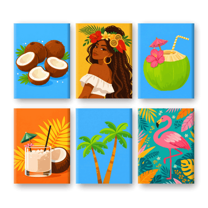 6 Mini Paintings | Tropisch Paradijs Set- Schilderen op nummers