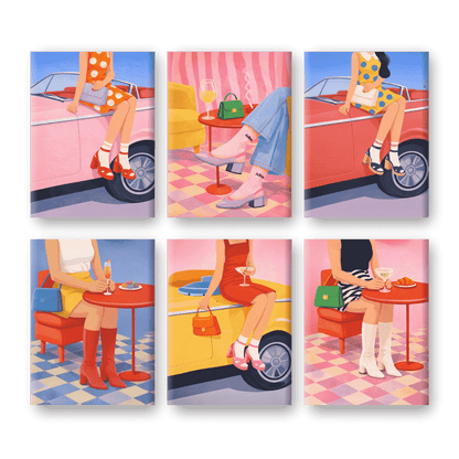 6 Mini Paintings | Vintage Glam Set- Schilderen op nummers