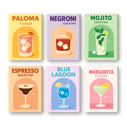 6 Mini Paintings | Levendige Cocktails Set- Schilderen op nummers