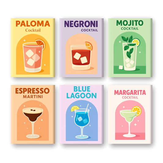 6 Mini Paintings | Levendige Cocktails Set- Schilderen op nummers