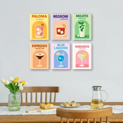6 Mini Paintings | Levendige Cocktails Set
