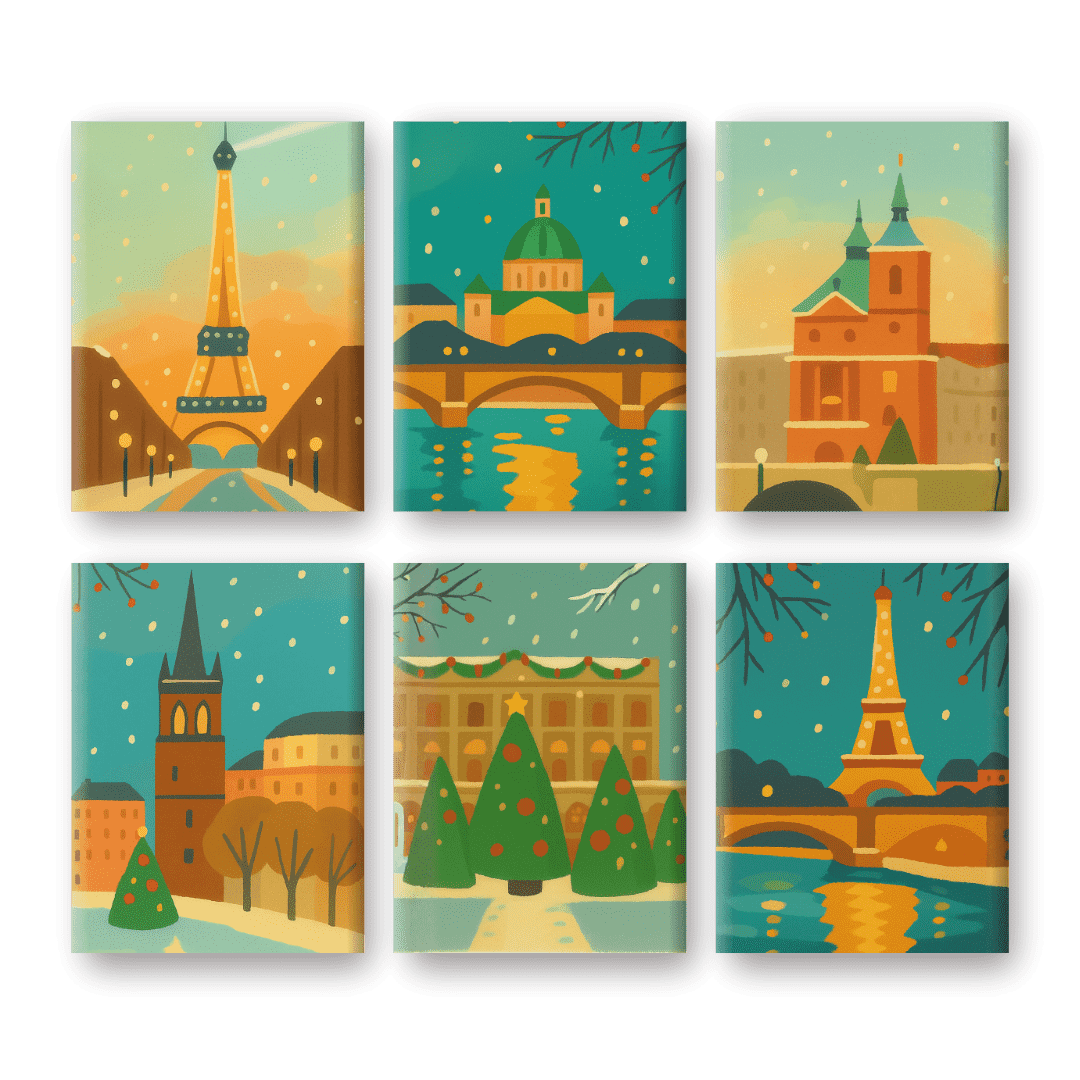 6 Mini Paintings | Wintersteden Set