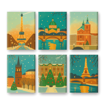 6 Mini Paintings | Wintersteden Set