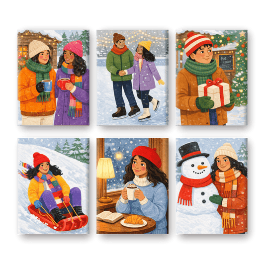 6 Mini Paintings | Winterpret Set- Schilderen op nummers