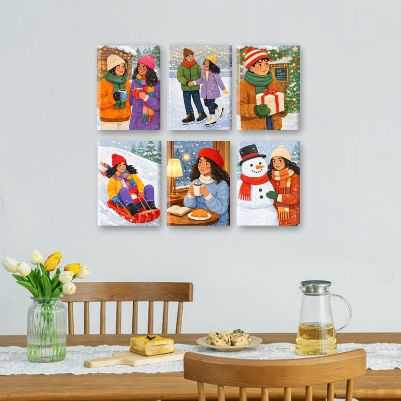 6 Mini Paintings | Winterpret Set – Schilder Op Nummers
