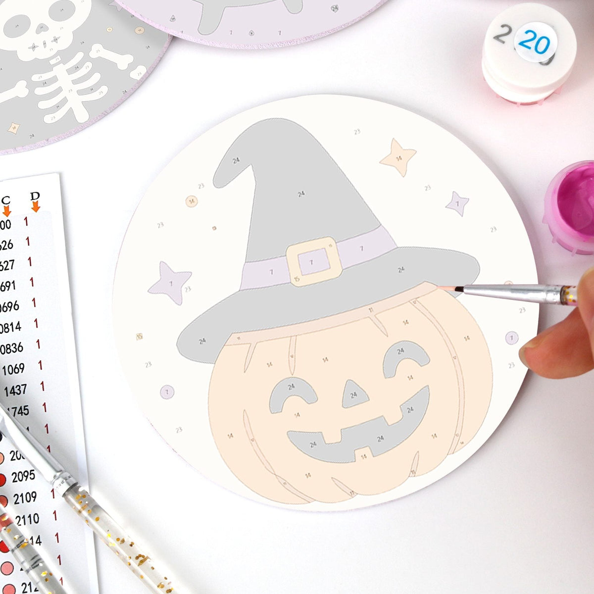 Schilder op Nummer Onderzetters – Schattig Halloween Set