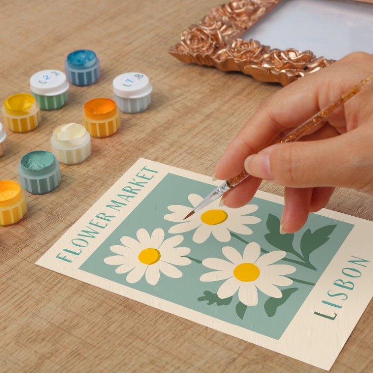 Mini Painting met Fotolijst – Bloemenmarkt Lissabon