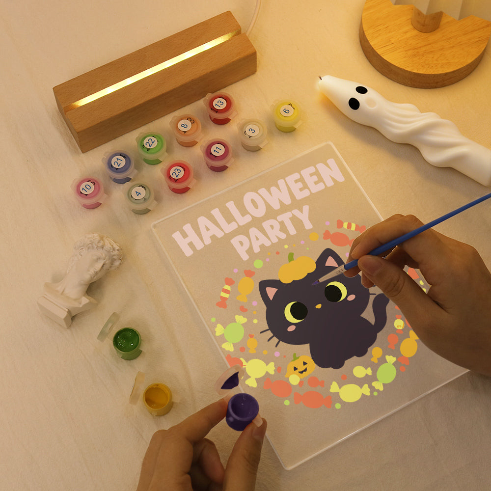 Schilder op Nummer Halloween Lamp - Pompoenpootjes