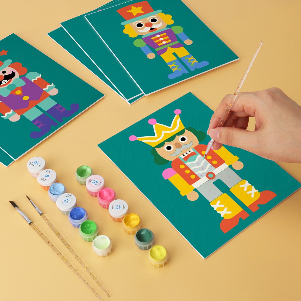 6 Houten Plaat Mini Paintings – Notenkraker Set