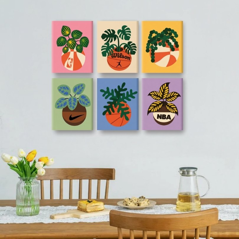 6 Mini Paintings | Bloeiend Basketbal Set