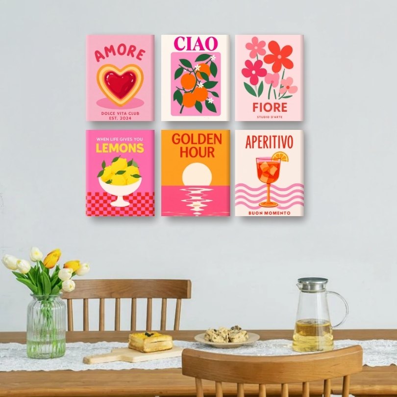 6 Mini Paintings | Amore & Aperitivo Set