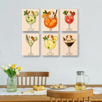 6 Mini Paintings | Cavia's in Cocktails Set