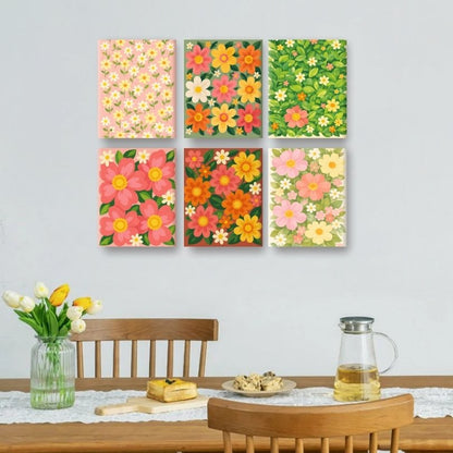 6 Mini Paintings | Levendige Bloemen Set