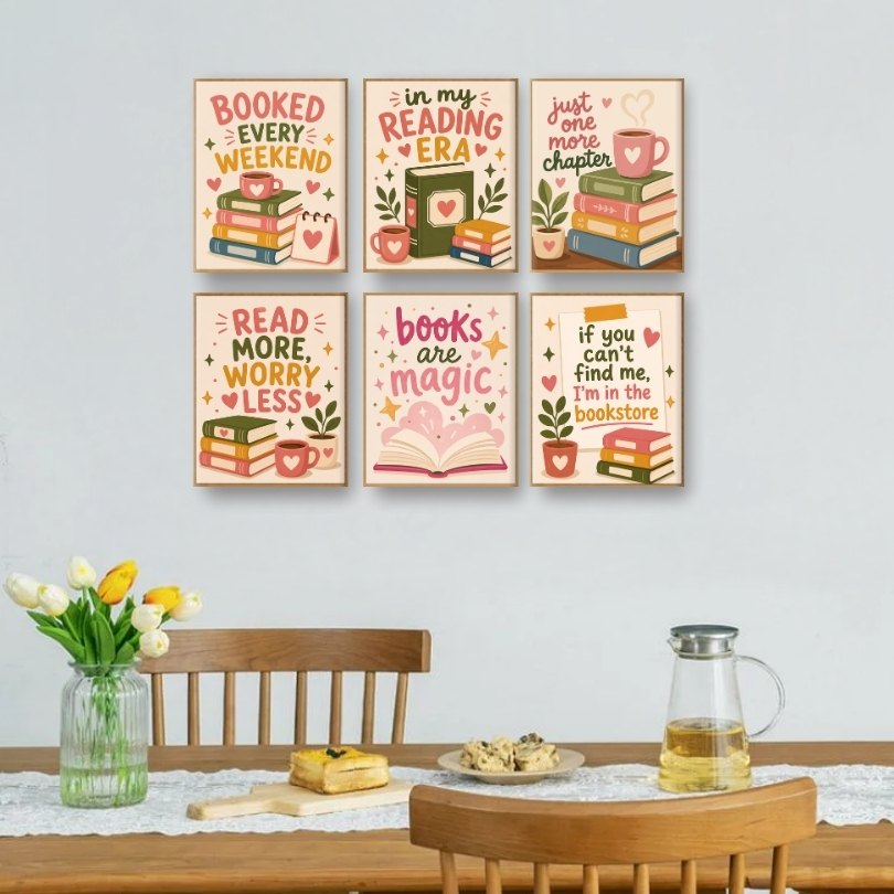 6 Mini Paintings | Boeken & Quotes Set- Schilderen op nummers