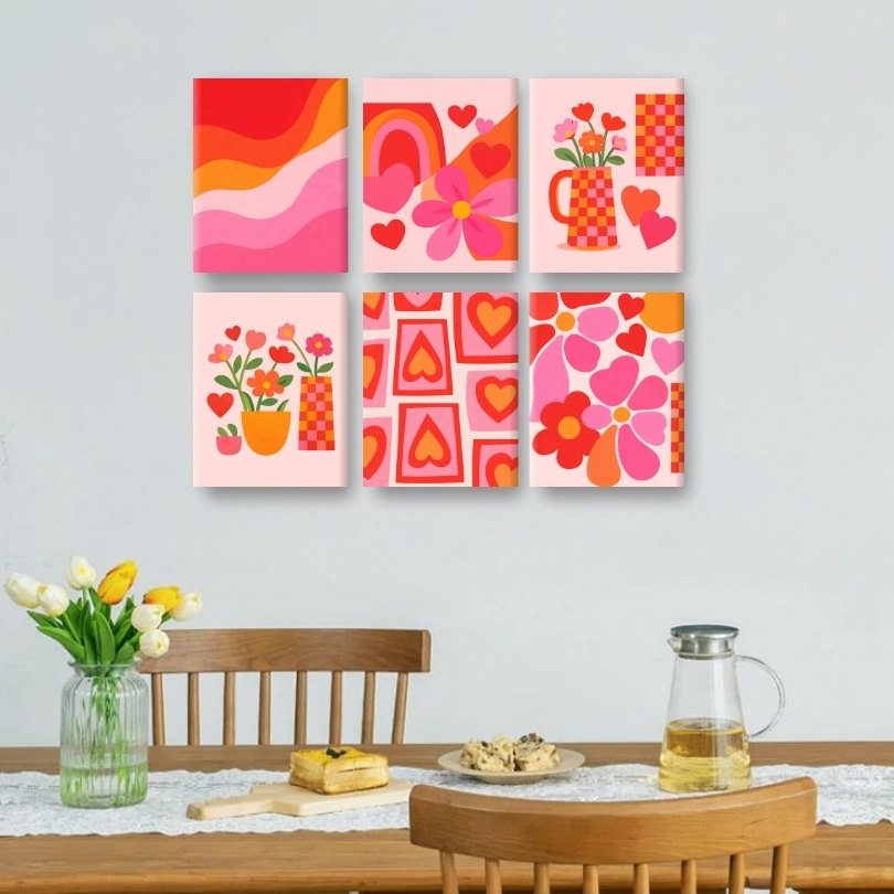 6 Mini Paintings | Liefde & Bloemen Set