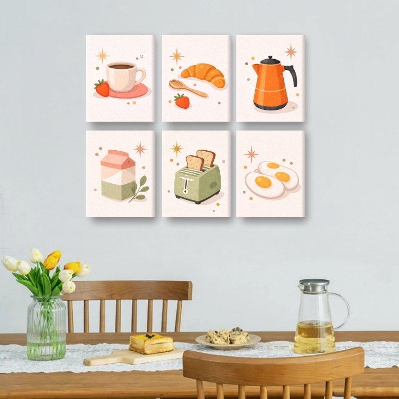 6 Mini Paintings | Ontbijt & Keuken Set