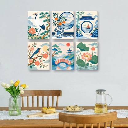 6 Mini Paintings | Oosterse Tuin Set