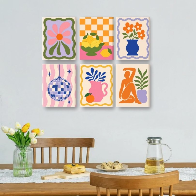 6 Mini Paintings | Pastel Disco Set