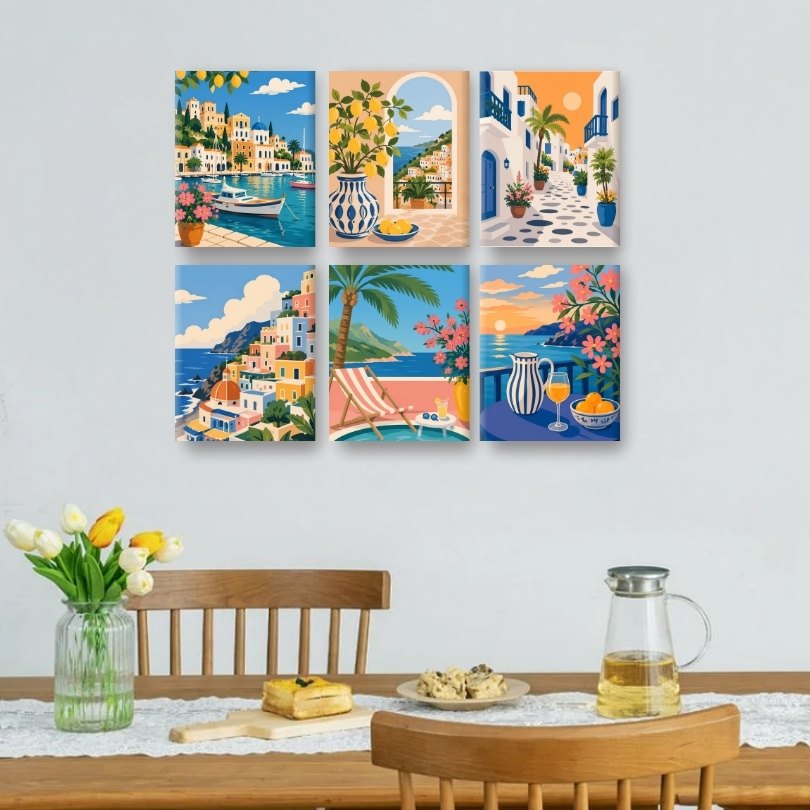 6 Mini Paintings | Mediterrane Droom Set
