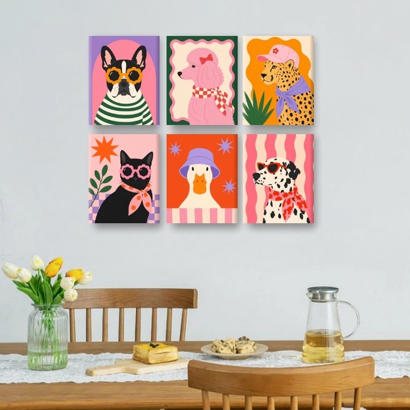 6 Mini Paintings | Glamour Huisdieren Set